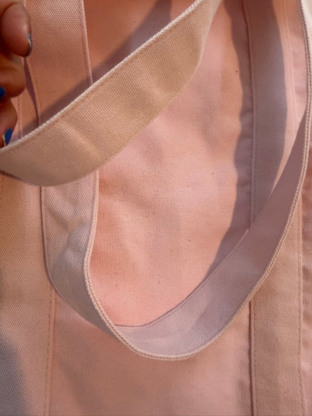 Carolina Herrera Good Girl Canvas Tote Bag Light Pink Embroidered CH Logo Zip To - Picture 7 of 7